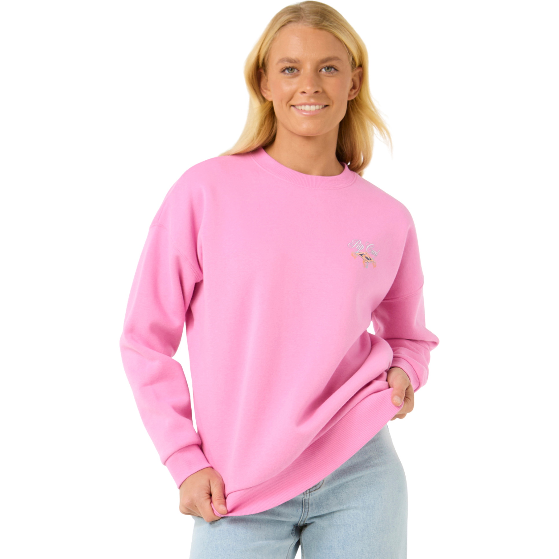 2025 Rip Curl Womens Hibiscus Diamond Heritage Crew 083WFL - Pink